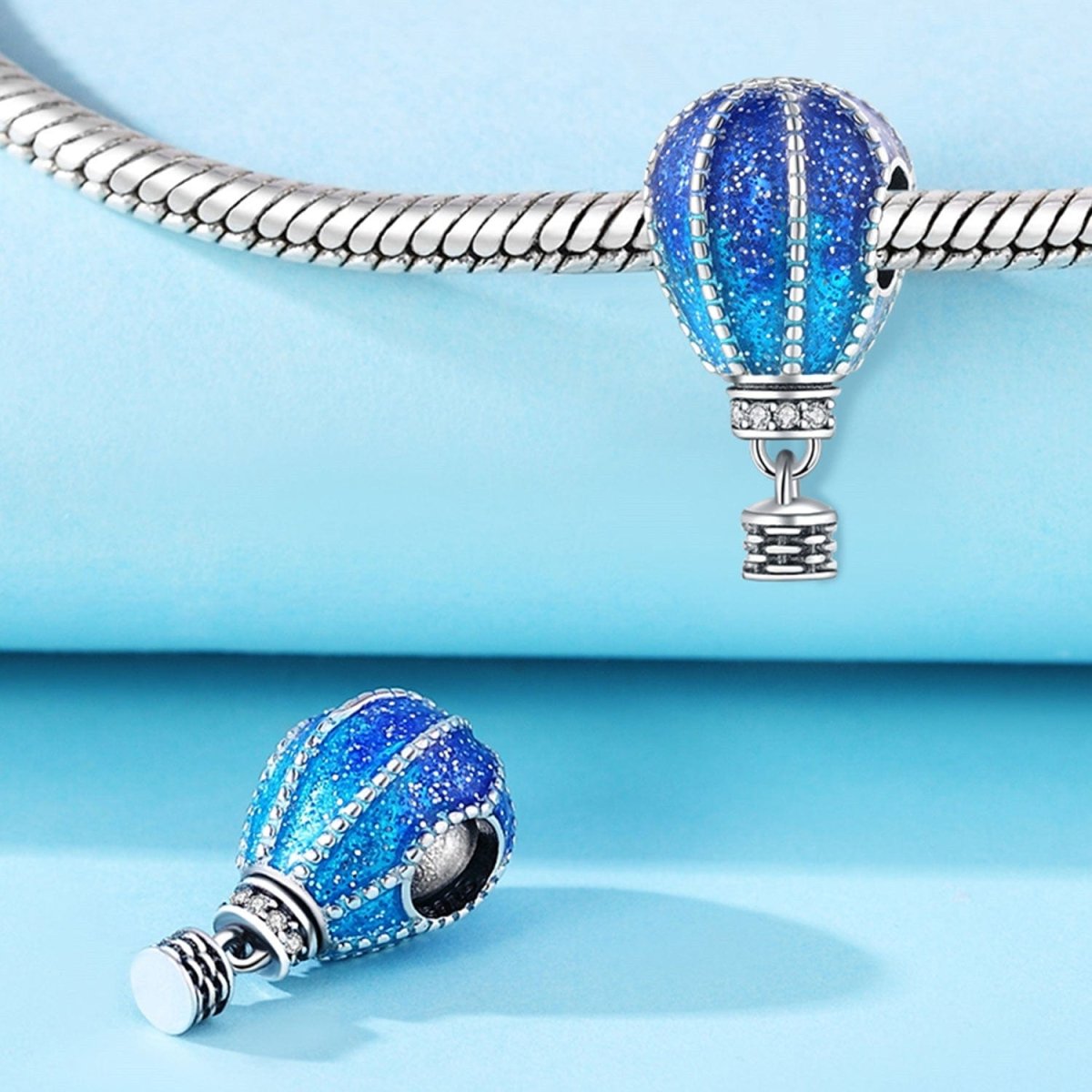 Amarante Jewelry Blue Glitter Hot Air Balloon Charm