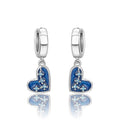 Amarante Jewelry Blue Heart Drop Earrings with Sparkling Crystal Accents