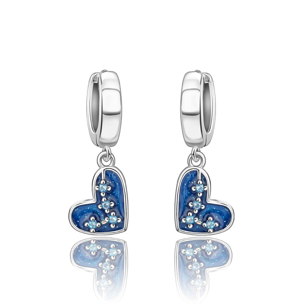 Amarante Jewelry Blue Heart Drop Earrings with Sparkling Crystal Accents