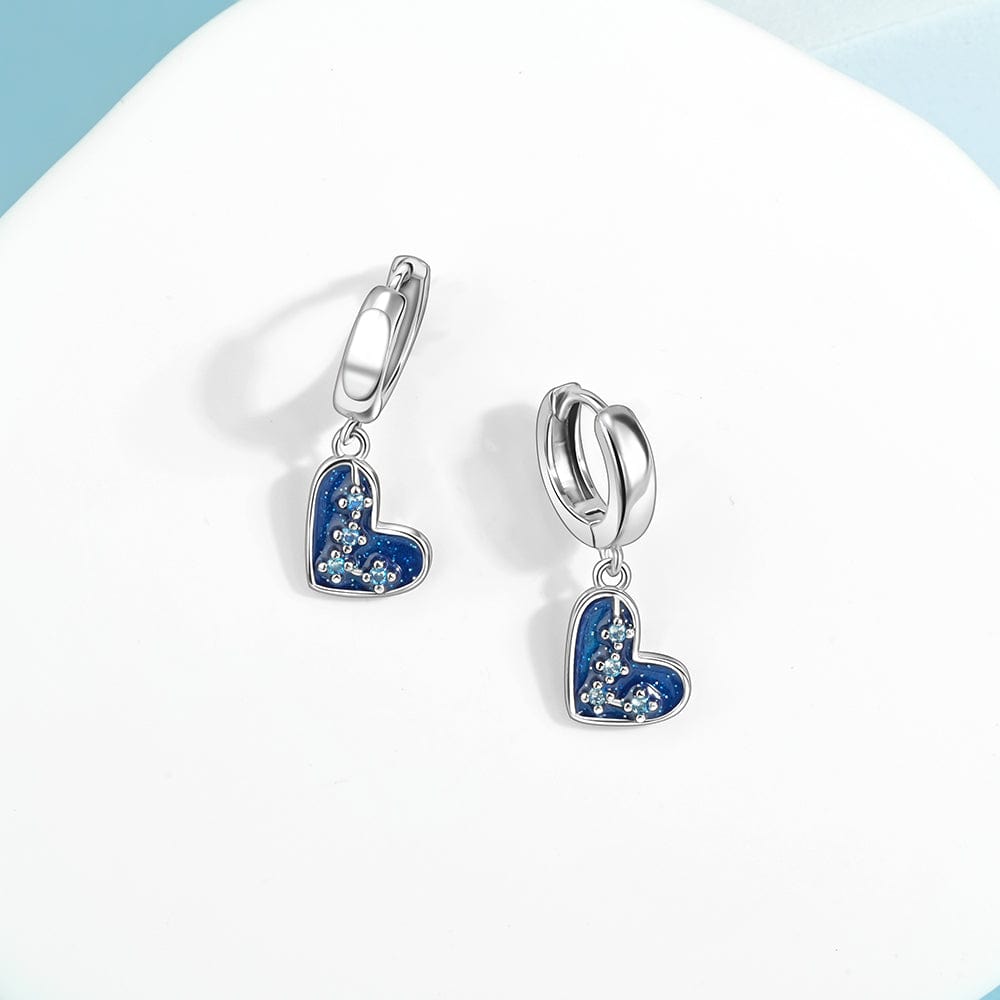 Amarante Jewelry Blue Heart Drop Earrings with Sparkling Crystal Accents