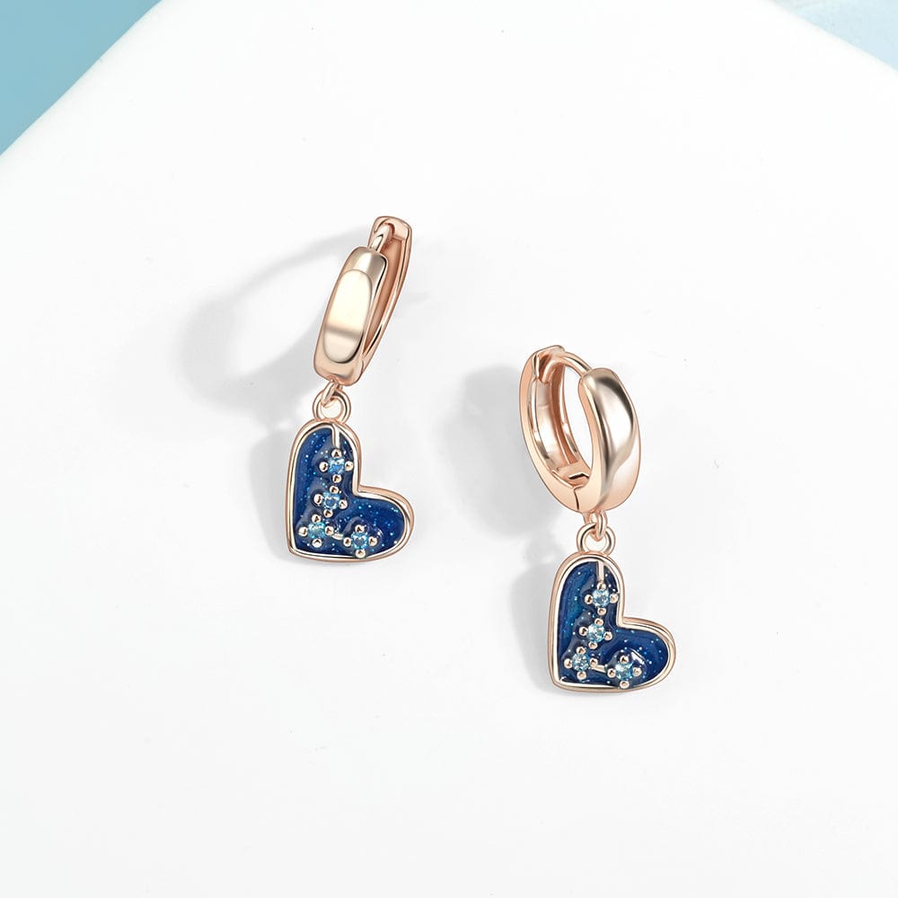Amarante Jewelry Blue Heart Drop Earrings with Sparkling Crystal Accents