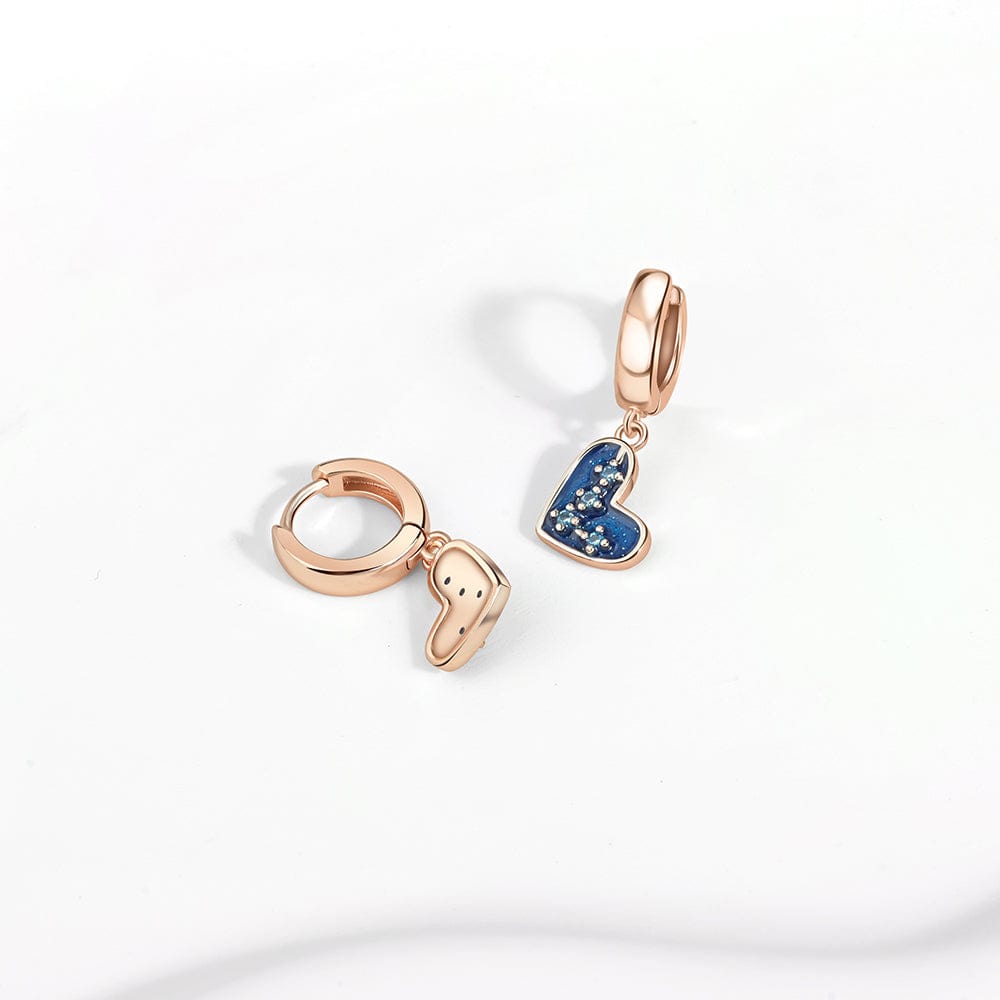 Amarante Jewelry Blue Heart Drop Earrings with Sparkling Crystal Accents