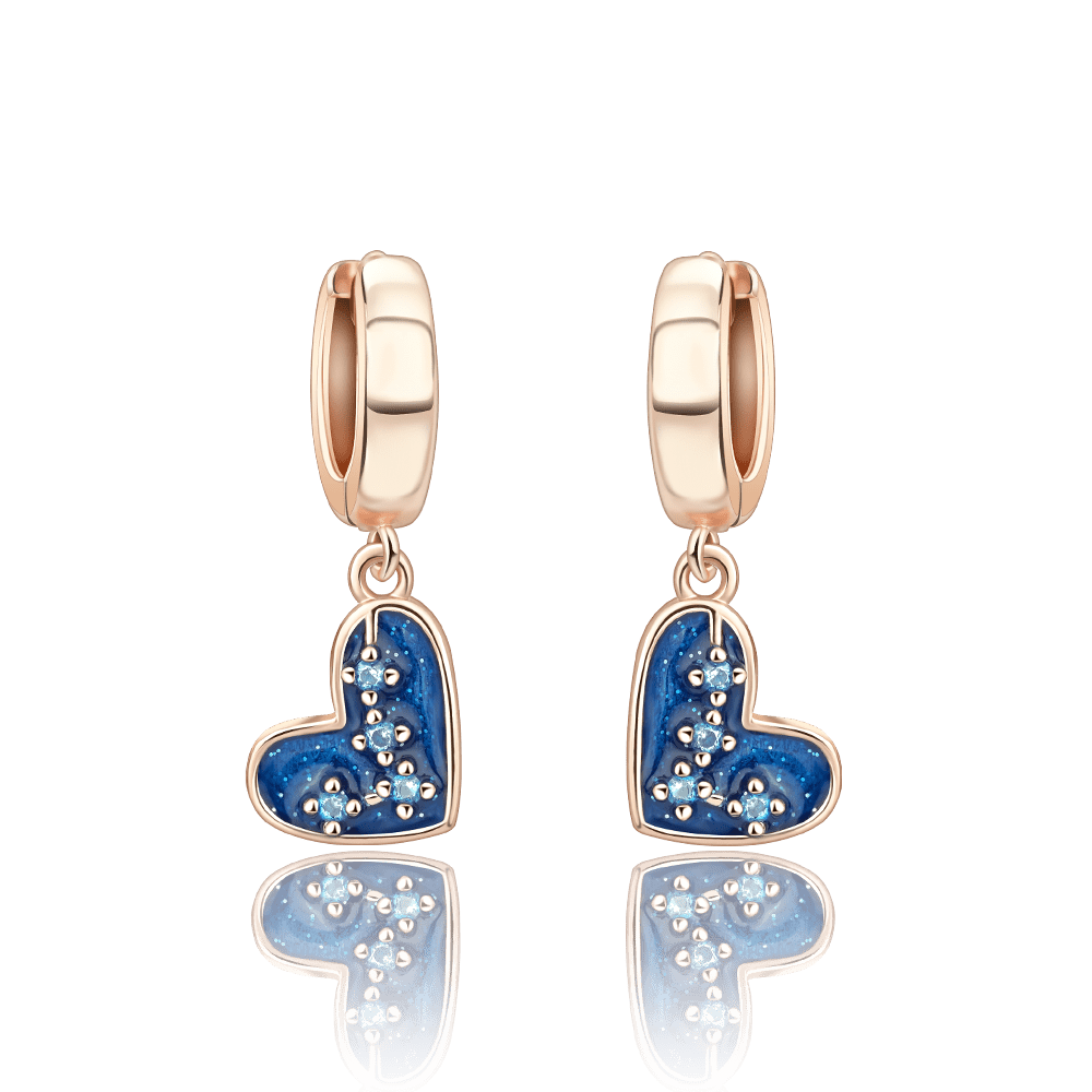 Amarante Jewelry Blue Heart Drop Earrings with Sparkling Crystal Accents