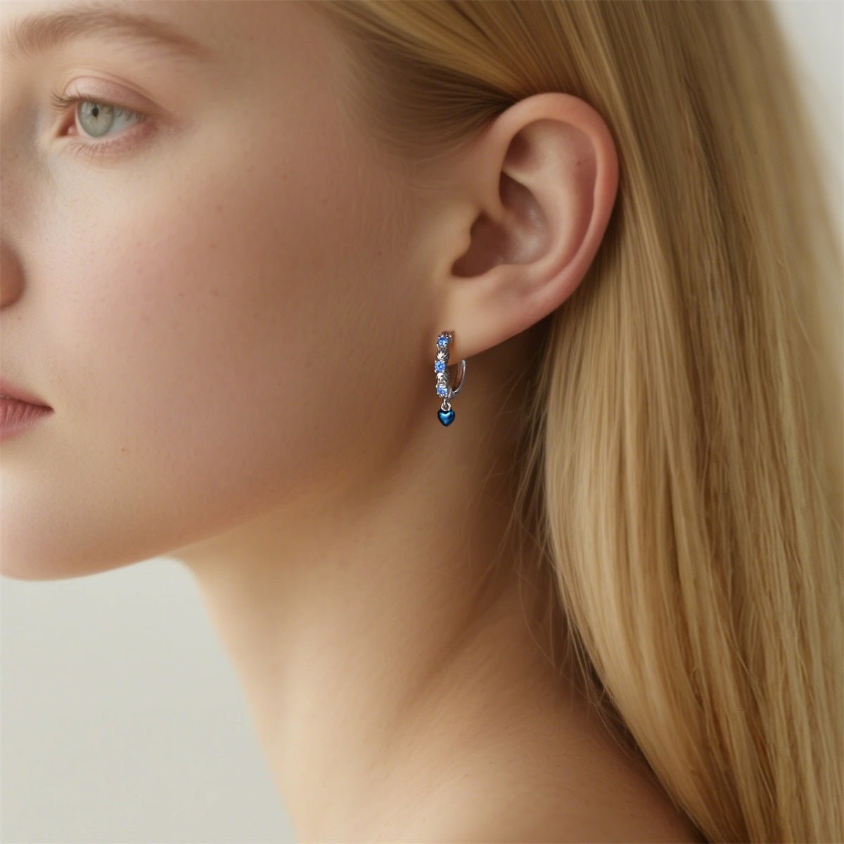 Amarante Jewelry Blue Heart & Seashell Hoop Earrings