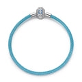 Amarante Jewelry Blue Leather Bracelet with Clover Clasp