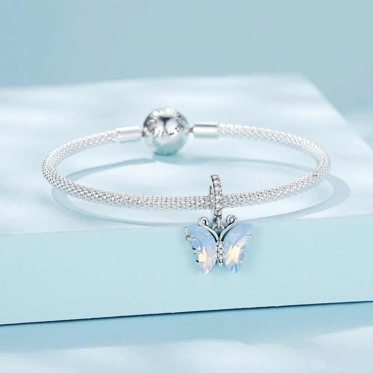 Amarante Jewelry Blue Murano Glass Butterfly Dangle Charm