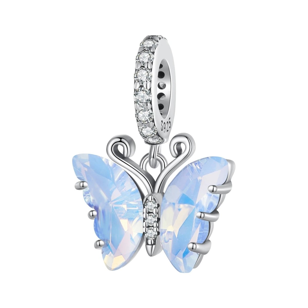 Amarante Jewelry Blue Murano Glass Butterfly Dangle Charm