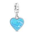 Amarante Jewelry Blue Ocean Heart Storms & Raindrops Dangle Charm