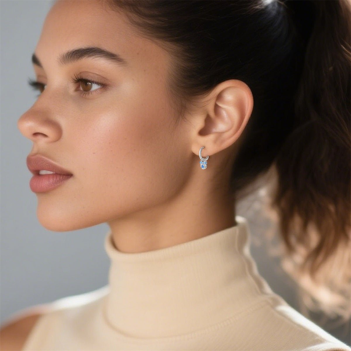 Amarante Jewelry Blue Starfish & Bow Hoop Earrings
