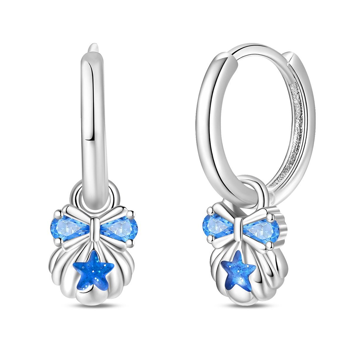 Amarante Jewelry Blue Starfish & Bow Hoop Earrings