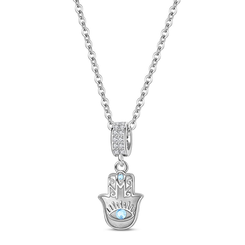 Amarante Jewelry Blue Stone Hamsa Hand Necklace
