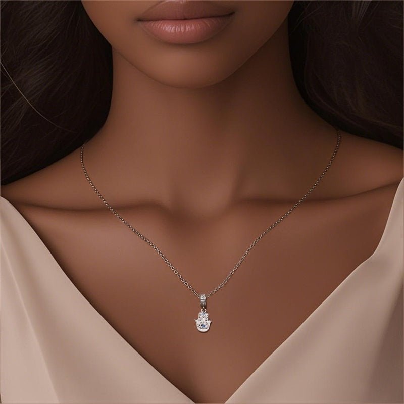 Amarante Jewelry Blue Stone Hamsa Hand Necklace
