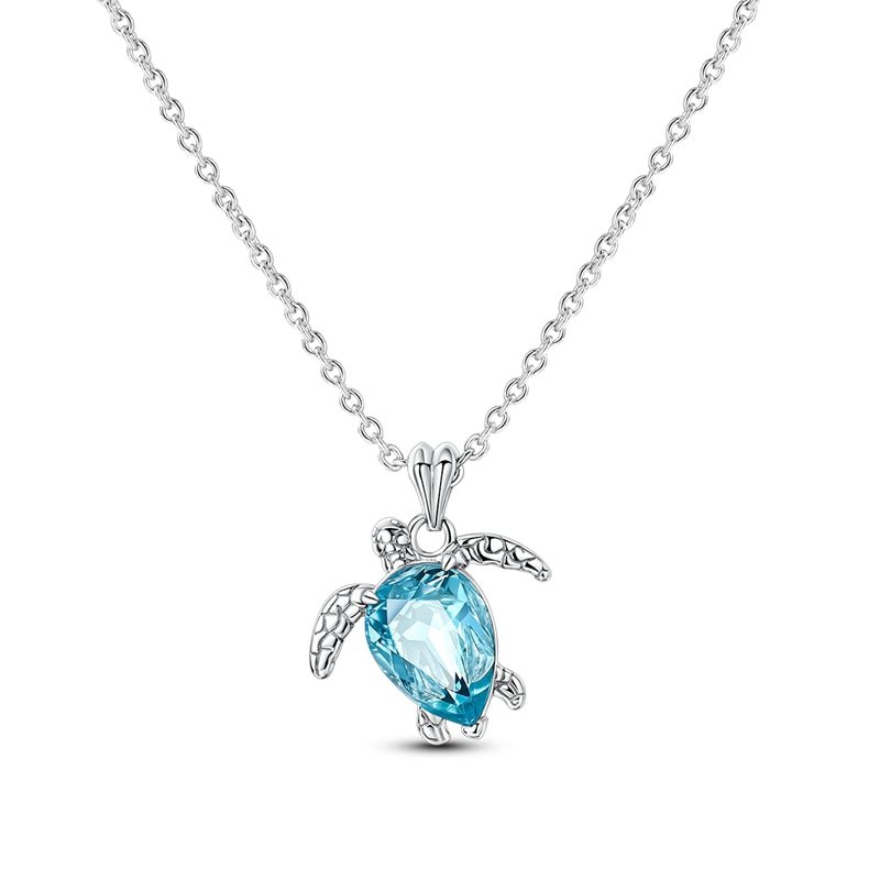 Amarante Jewelry Blue Turtle with Crystal Pendant Necklace