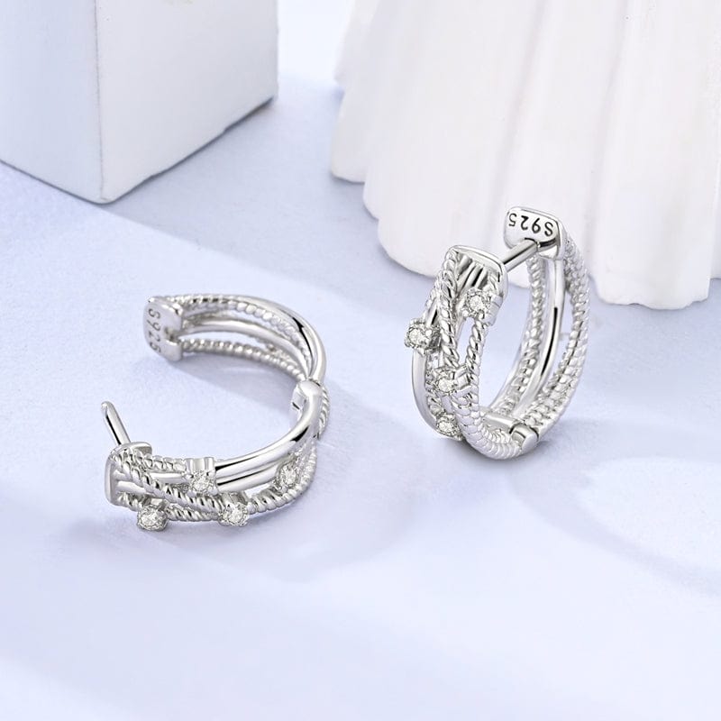 Amarante Jewelry Braided Elegance Diamond Hoops