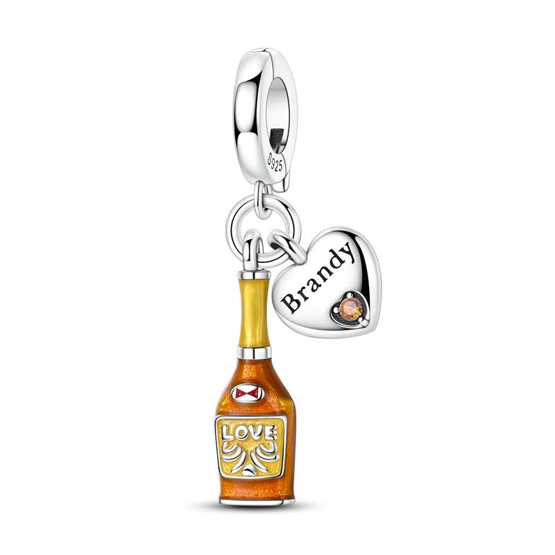 Amarante Jewelry Brandy Bottle & Heart “Brandy Lover” Dangle Charm