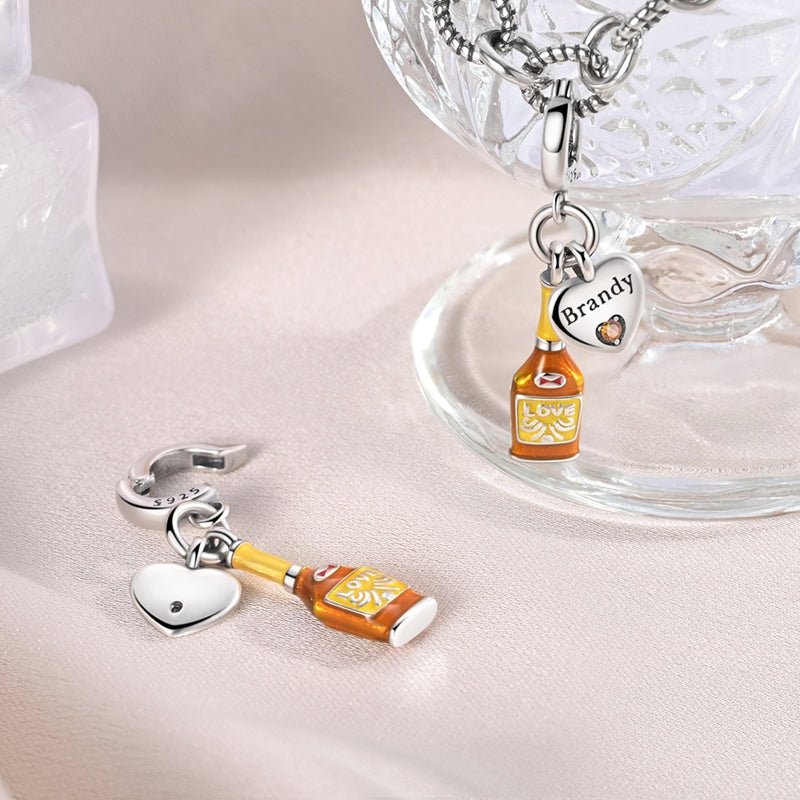 Amarante Jewelry Brandy Bottle & Heart “Brandy Lover” Dangle Charm
