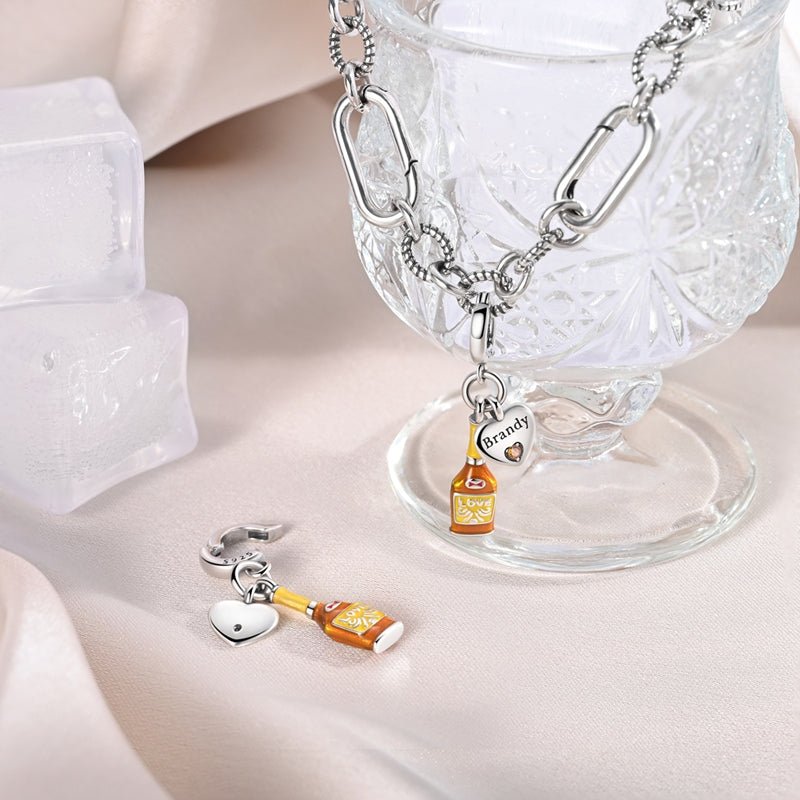 Amarante Jewelry Brandy Bottle & Heart “Brandy Lover” Dangle Charm