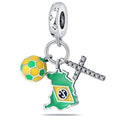 Amarante Jewelry Brazil Flag Football and Cross Dangle Charm