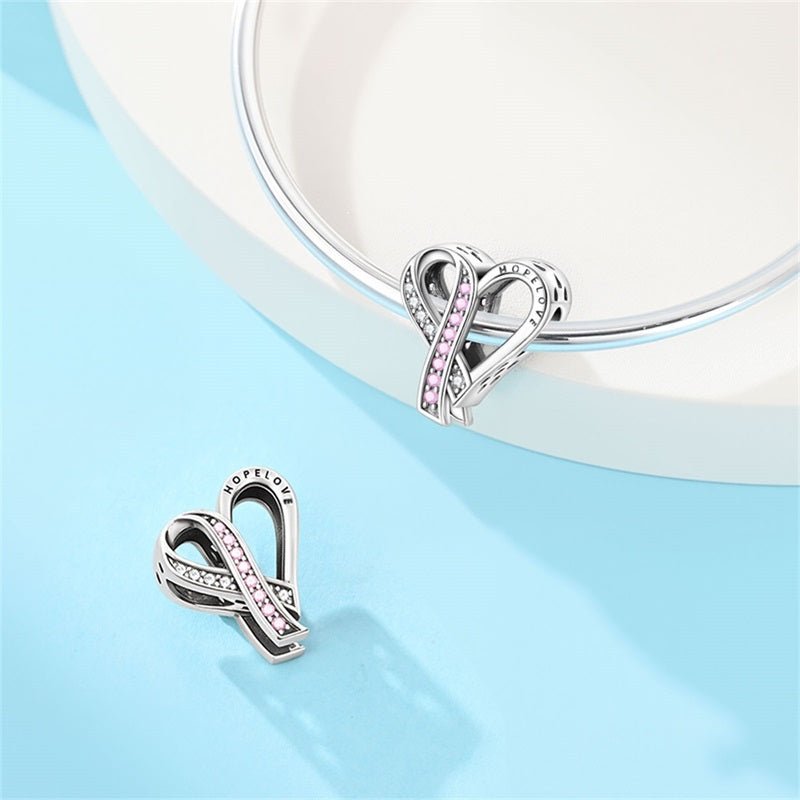 Amarante Jewelry Breast Cancer Awareness Ribbon Heart Charm