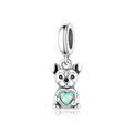Amarante Jewelry Bulldog Dog with Heart Stone Dangle Charm