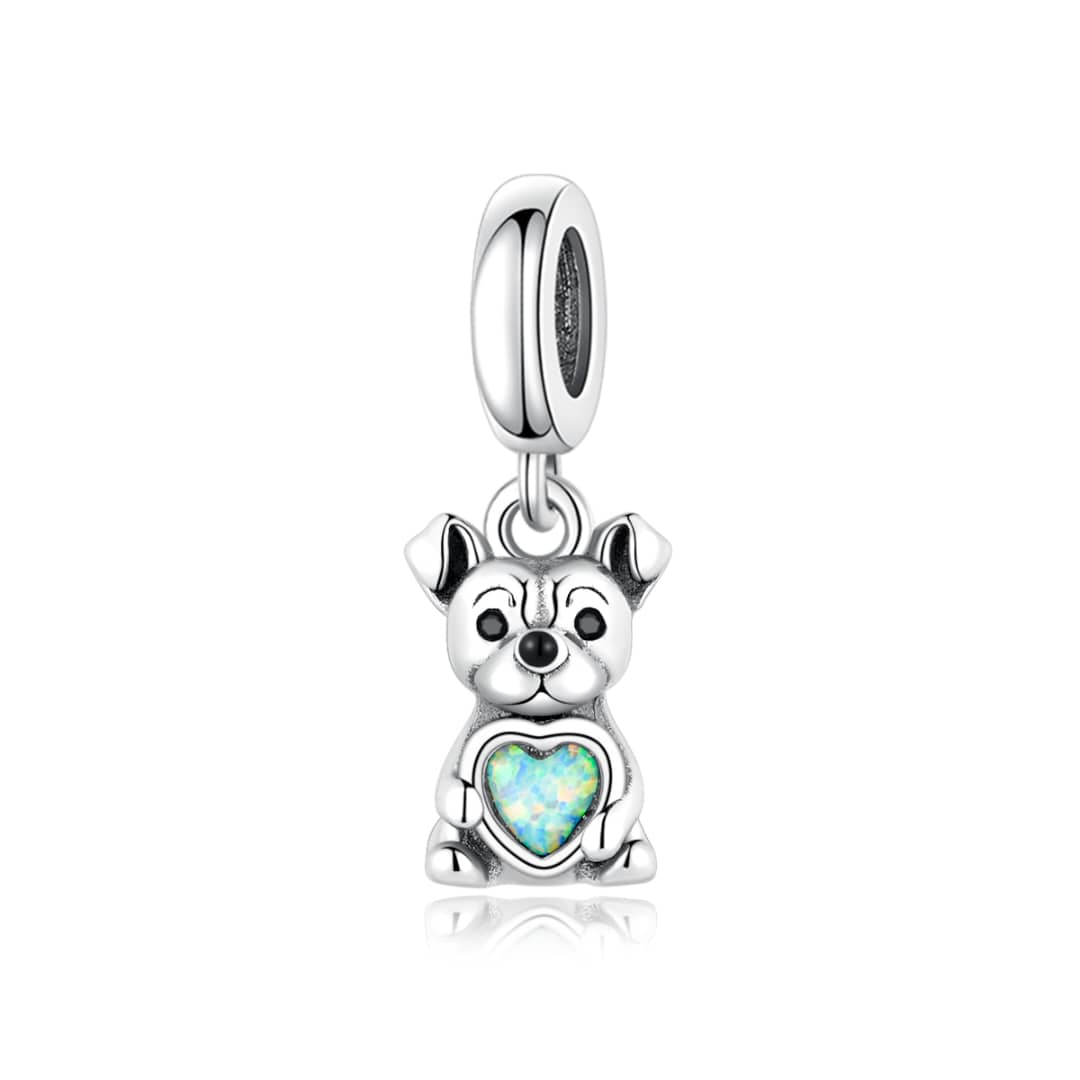 Amarante Jewelry Bulldog Dog with Heart Stone Dangle Charm