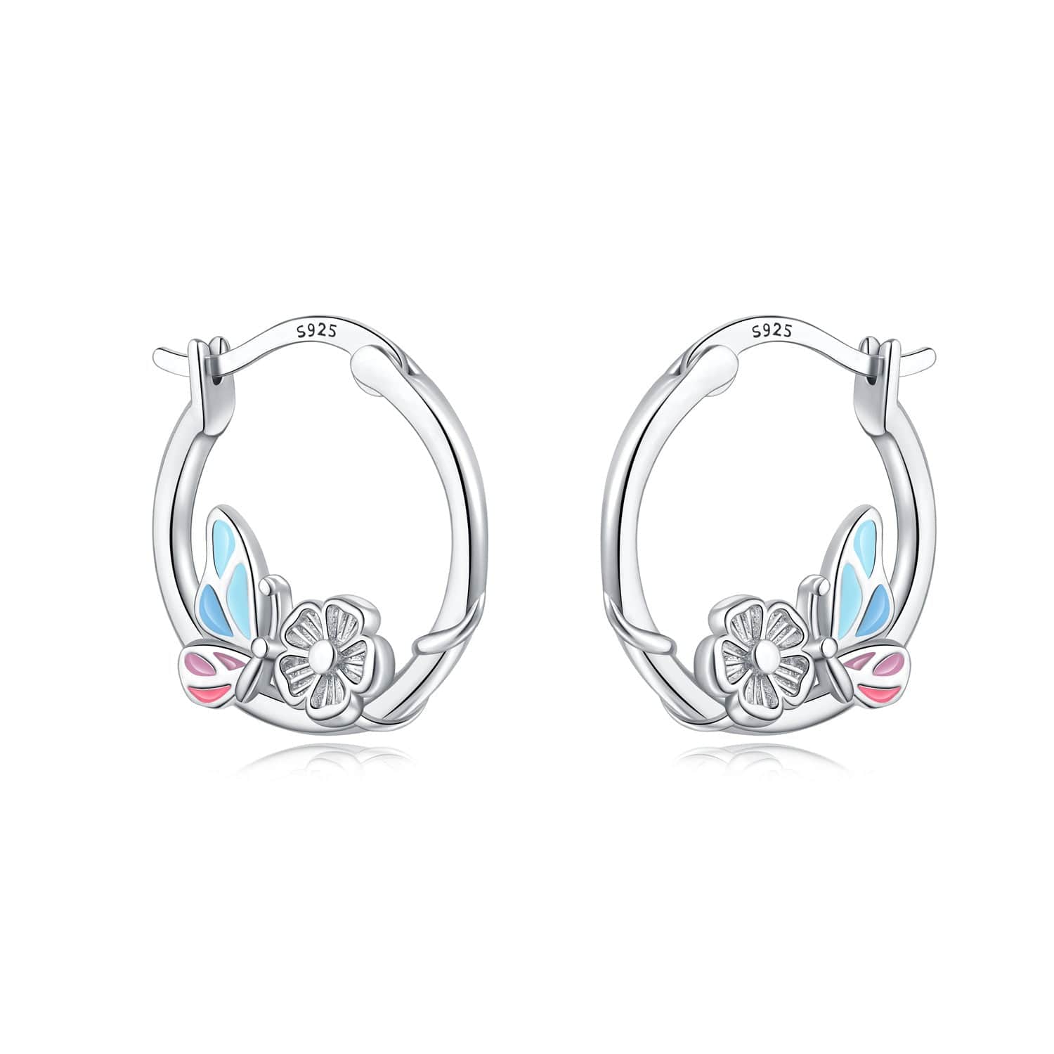 Amarante Jewelry Butterfly and Flower Hoop Earrings