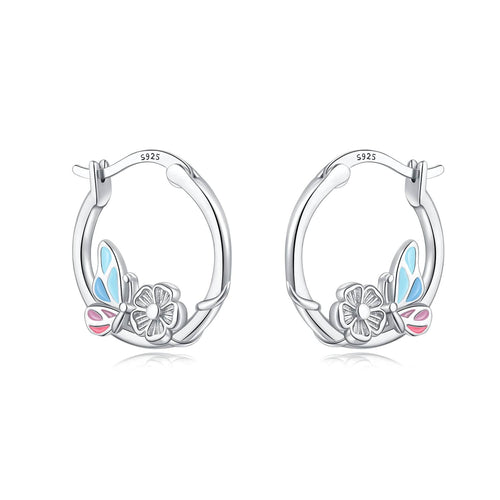 Amarante Jewelry Butterfly and Flower Hoop Earrings