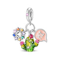 Amarante Jewelry Cactus with Rainbow Flowers & "Hi" Speech Bubble Dangle Charm