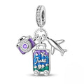 Amarante Jewelry Camera, Plane and Suitcase Triple Dangle Charm
