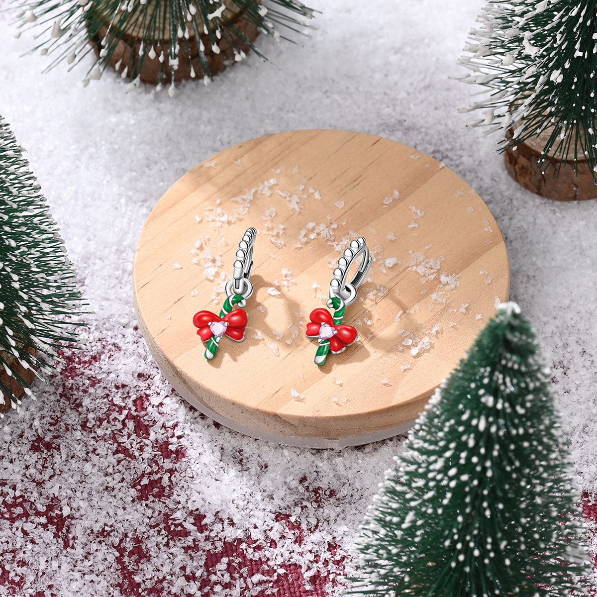 Amarante Jewelry Candy Cane & Bow Holiday Earrings