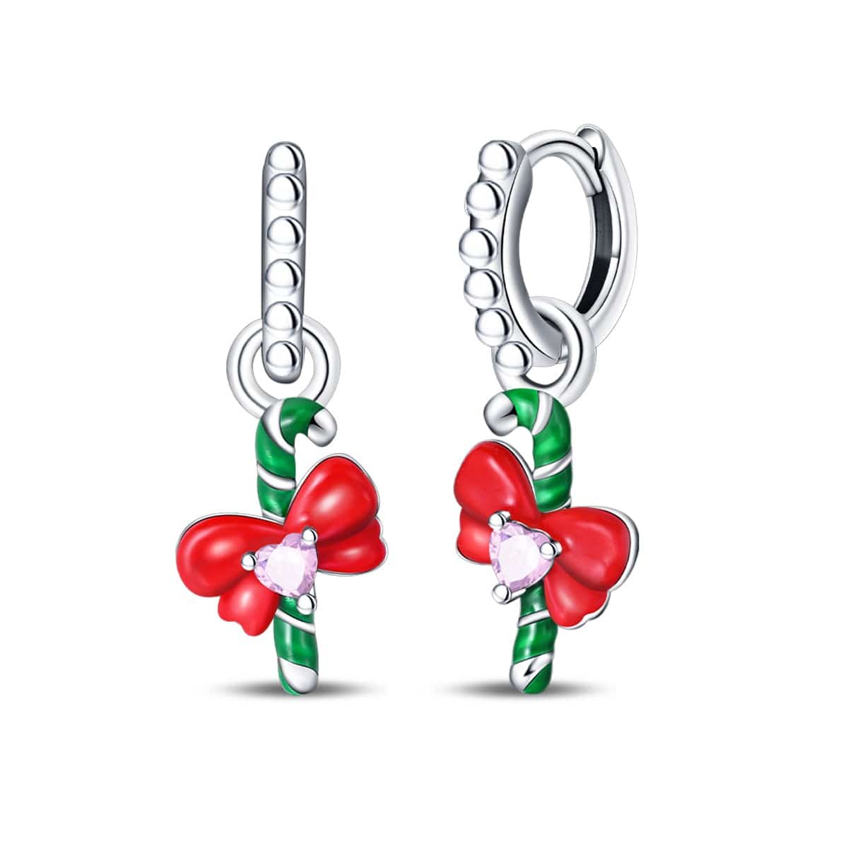 Amarante Jewelry Candy Cane & Bow Holiday Earrings