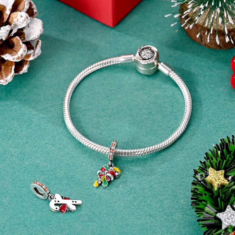 Amarante Jewelry Candy Cane with Festive Bow Dangle Charm