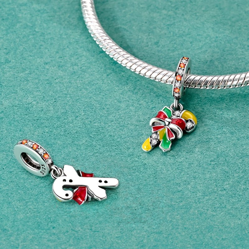 Amarante Jewelry Candy Cane with Festive Bow Dangle Charm