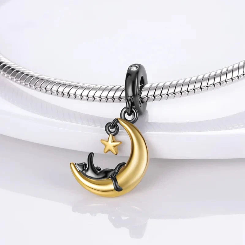Amarante Jewelry Cat and Moon Dangle Charm