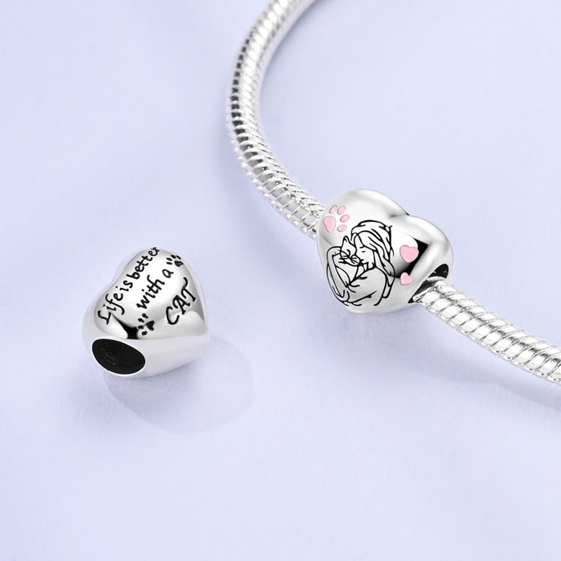 Amarante Jewelry Cat Lover's Heart Charm