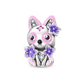 Amarante Jewelry Cat with Pink & Purple Flowers Charm