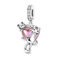 Amarante Jewelry Cats Climbing Heart Crystal Dangle Charm