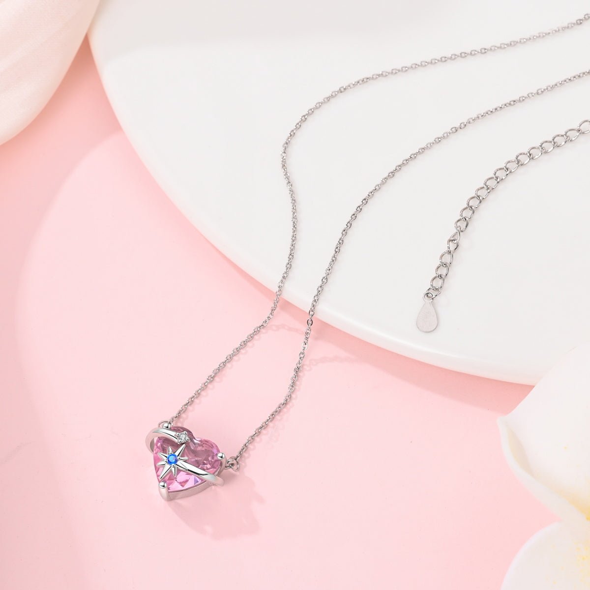 Amarante Jewelry Celestial Orbit Pink Heart Necklace