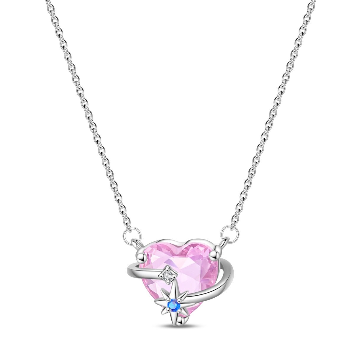 Amarante Jewelry Celestial Orbit Pink Heart Necklace