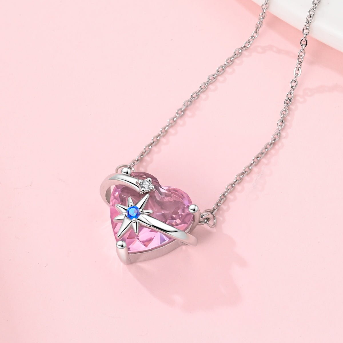 Amarante Jewelry Celestial Orbit Pink Heart Necklace