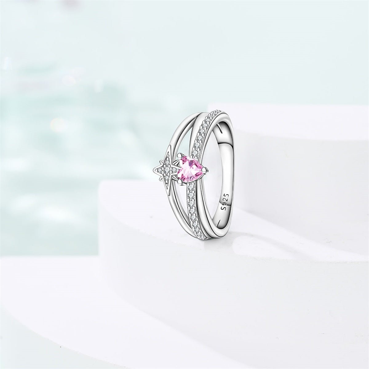 Amarante Jewelry Celestial Pink Heart Gemstone Ring