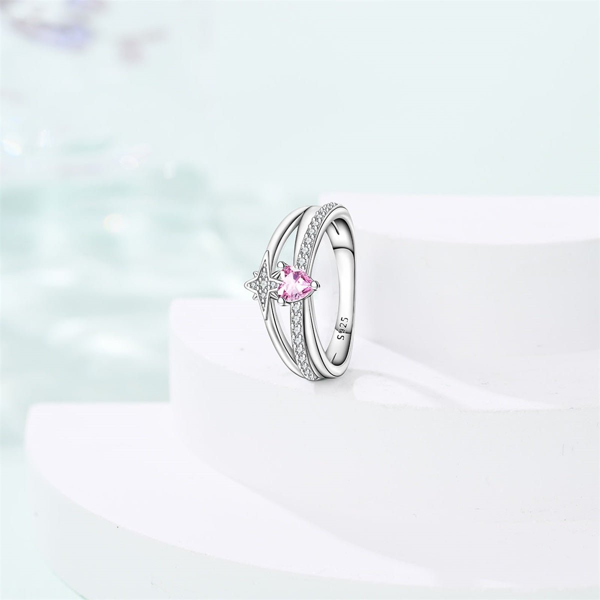 Amarante Jewelry Celestial Pink Heart Gemstone Ring