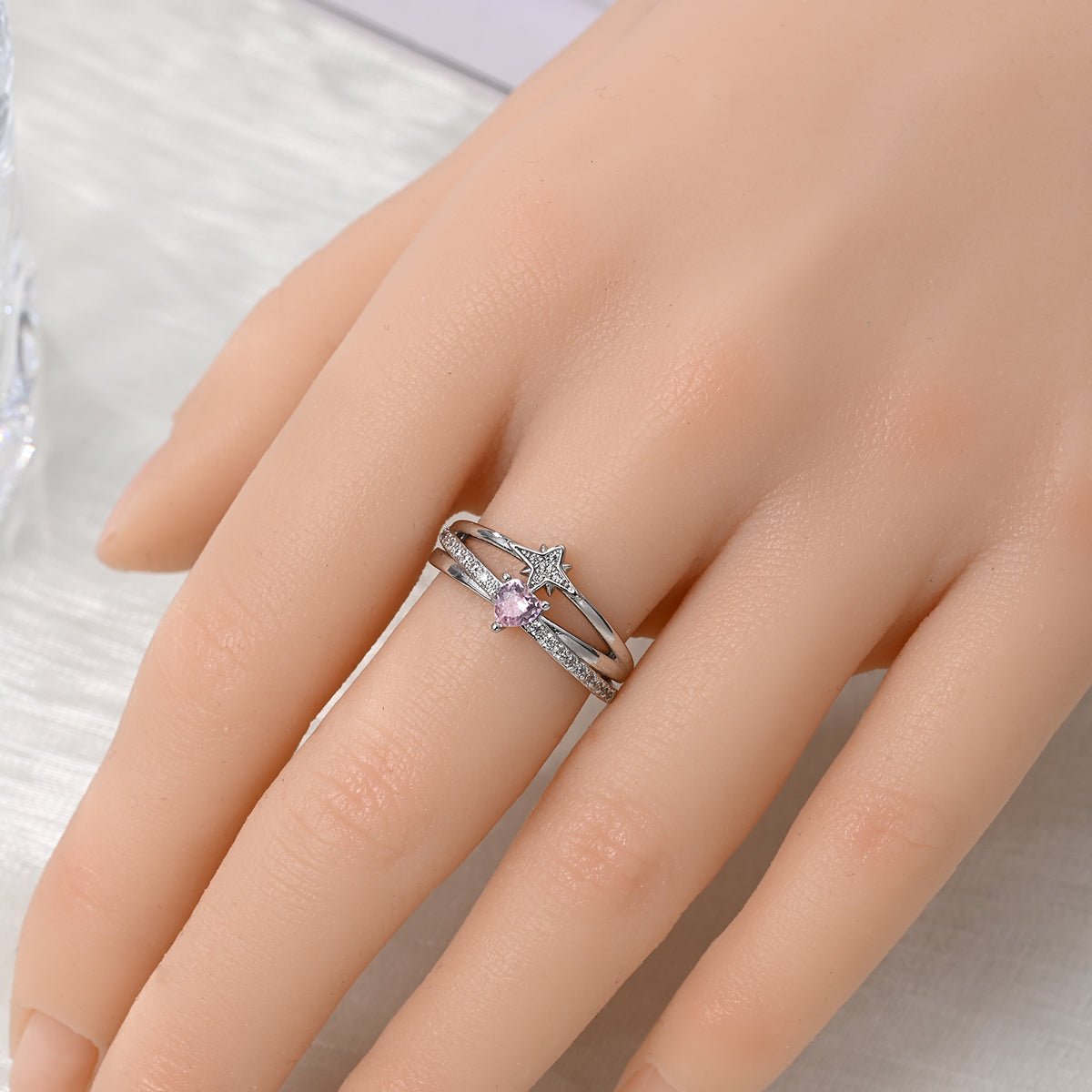 Amarante Jewelry Celestial Pink Heart Gemstone Ring