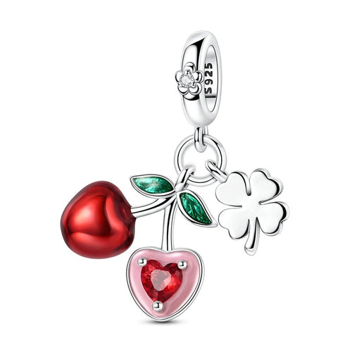 Amarante Jewelry Cherry with Four - Leaf Clover Dangle Charm