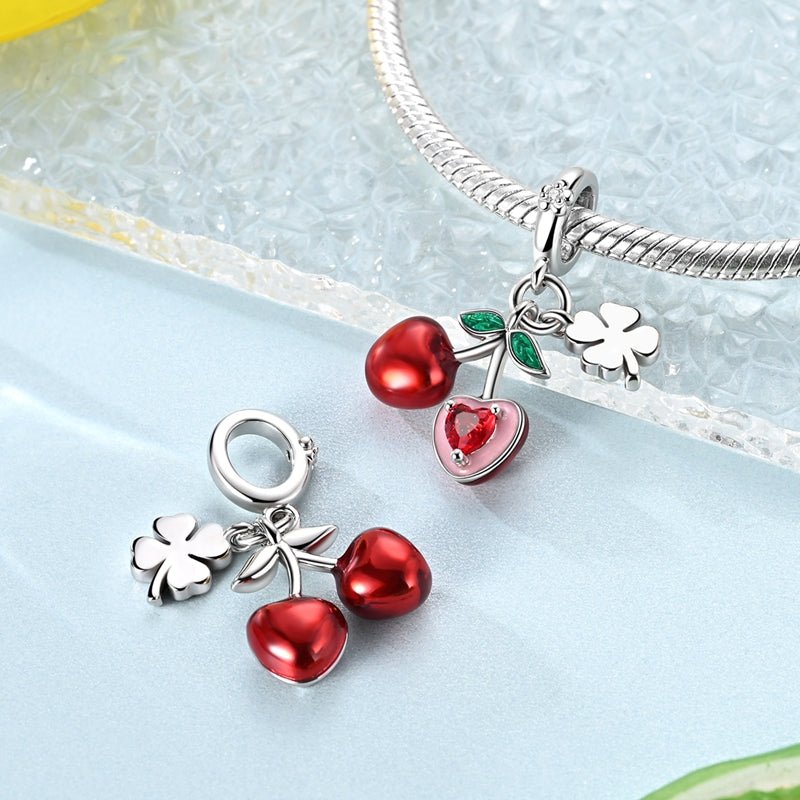 Amarante Jewelry Cherry with Four - Leaf Clover Dangle Charm