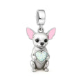 Amarante Jewelry Chihuahua Dog with Heart Stone Dangle Charm