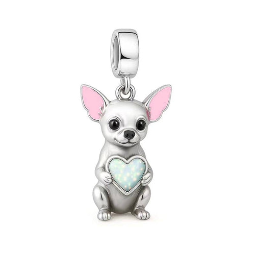 Amarante Jewelry Chihuahua Dog with Heart Stone Dangle Charm