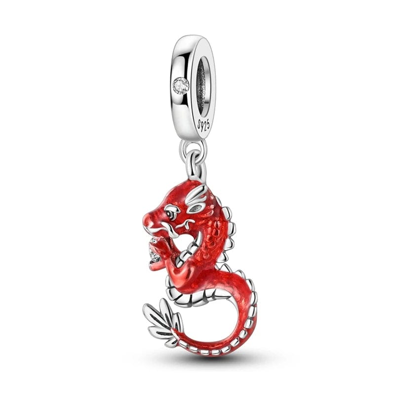Amarante Jewelry Chinese Fiery Red Dragon Dangle Charm