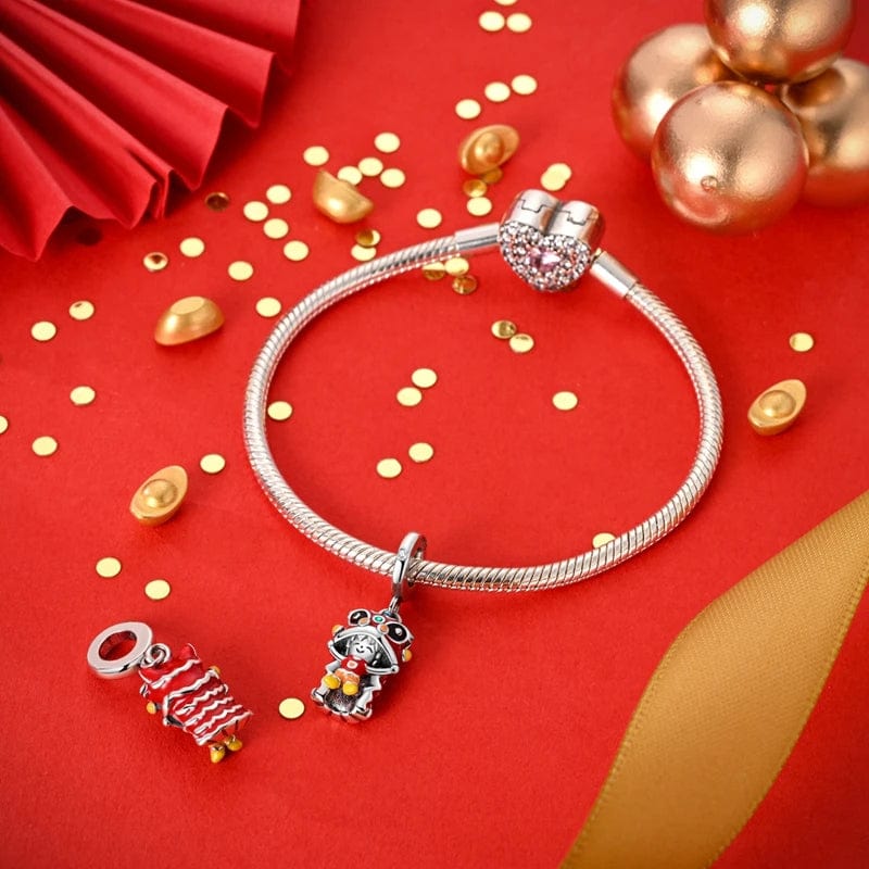 Amarante Jewelry Chinese Lion Dance Celebration Charm