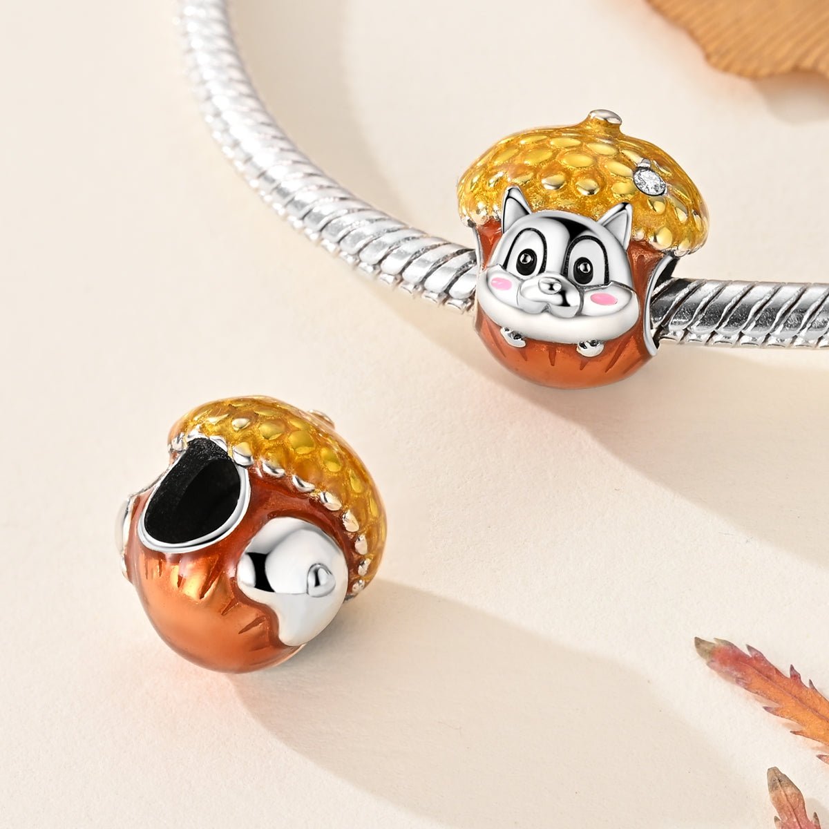 Amarante Jewelry Chipmunk Hiding in Acorn Charm